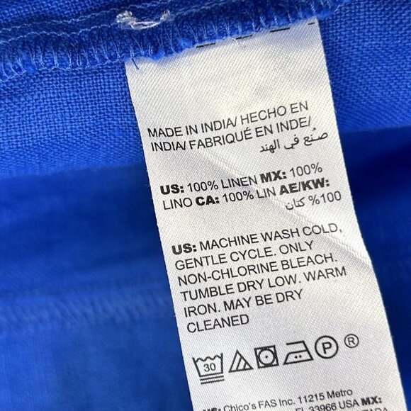 NEW Chicos Linen Zip Jacket Womens Size 1 US 8 10 Cobalt Blue - Picture 6 of 12
